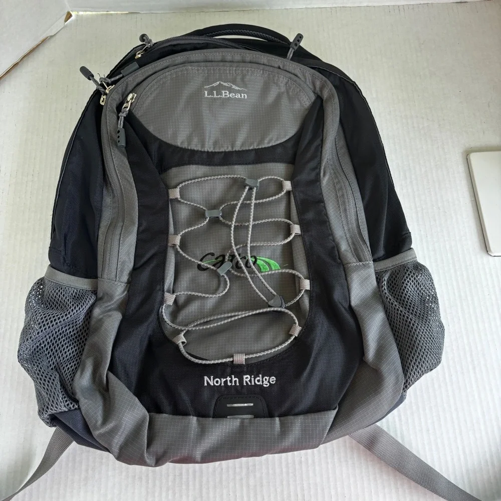 L.L. Bean North Ridge Backpack Camping Large Black Gray Hiking School Daypack